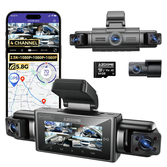 <tc>Dashcam AZDome M350 4CH 2K wifi GPS 64 GB 360 gradi</tc>