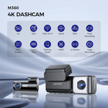 <tc>AZDome M360 2CH 4K Wifi GPS 64gb dashcam</tc>
