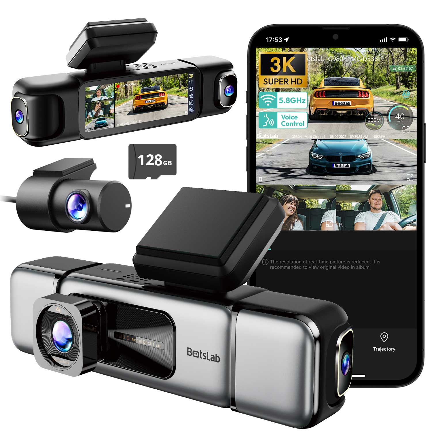 Botslab G980H Pro 4CH 4K Wifi GPS 128gb 360 gradi dashcam
