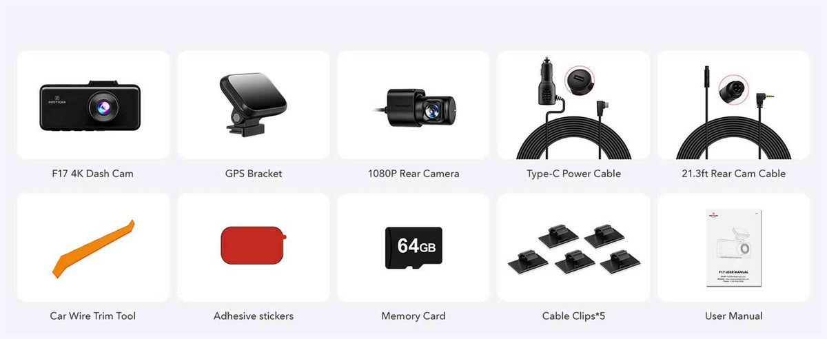 Redtiger F17 3CH 4K Wifi GPS 64gb dashcam