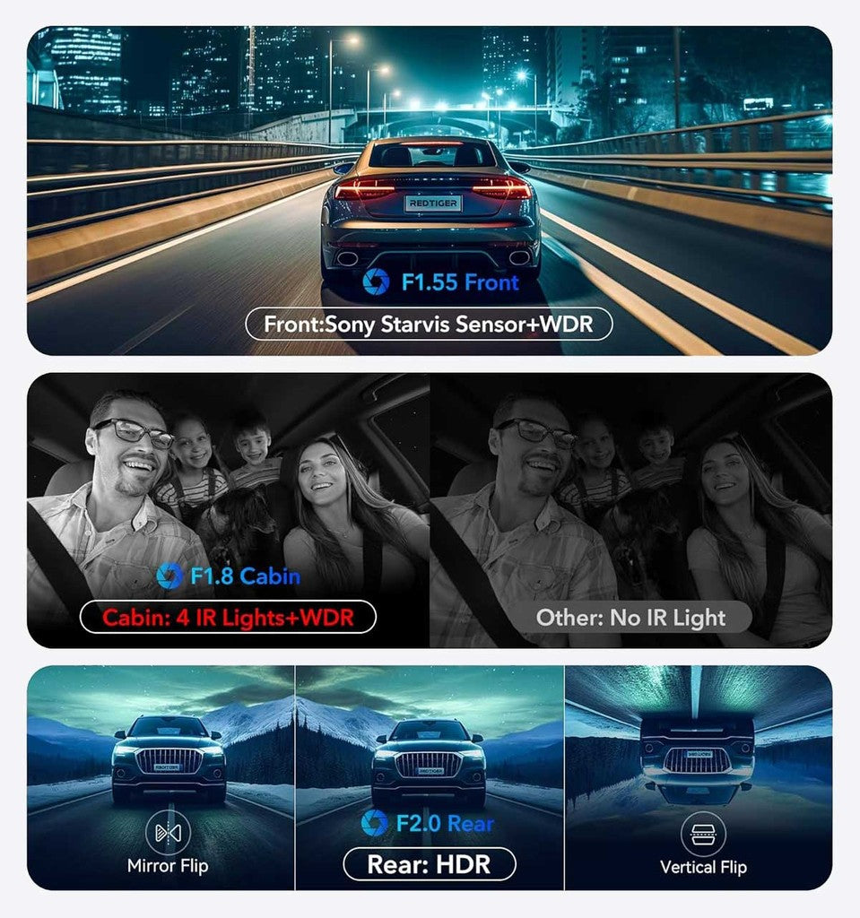 Redtiger F17 3CH 4K Wifi GPS 64gb dashcam