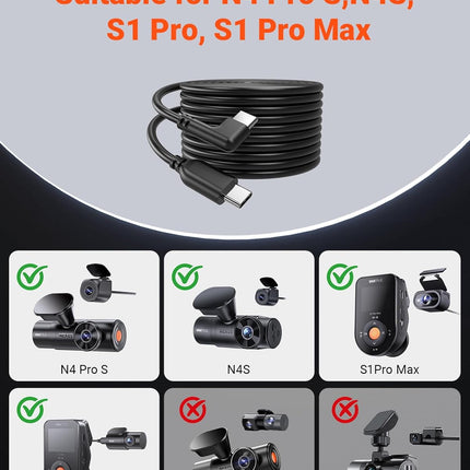 Vantrue N4 Pro / N4S: cavo da 9 metri per telecamera posteriore