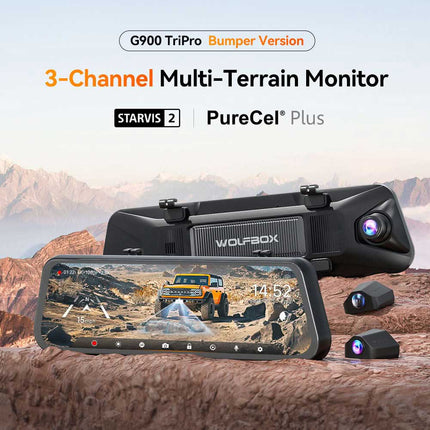<tc>Wolfbox G900 Tripro bumper 3CH 4K Wifi GPS 256gb Mirror dashcam</tc>
