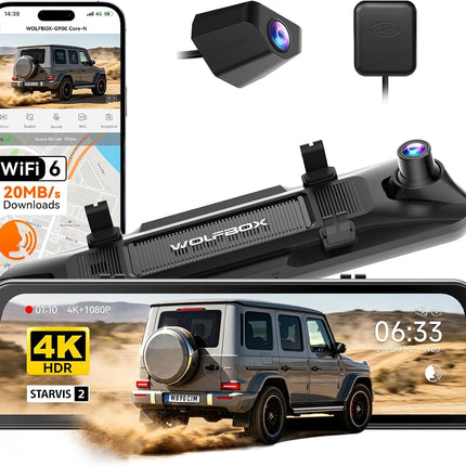 <tc>Wolfbox G900 Core 4K wifi GPS dashcam con schermo a specchio</tc>