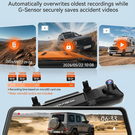 <tc>Wolfbox G900 Core 4K wifi GPS dashcam con schermo a specchio</tc>