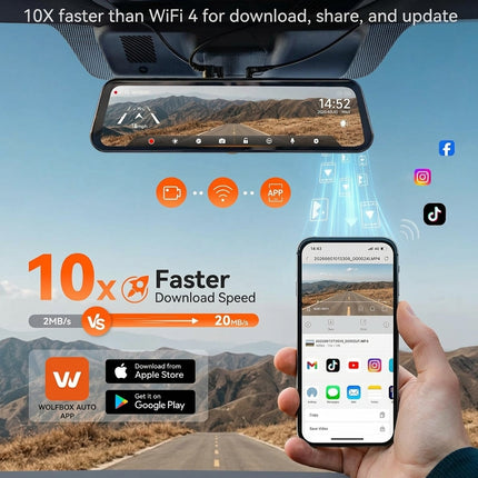 <tc>Wolfbox G900 Core 4K wifi GPS dashcam con schermo a specchio</tc>