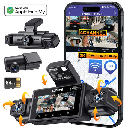 <tc>Dashcam AZDome M350 4CH 2K wifi GPS 64 GB 360 gradi</tc>